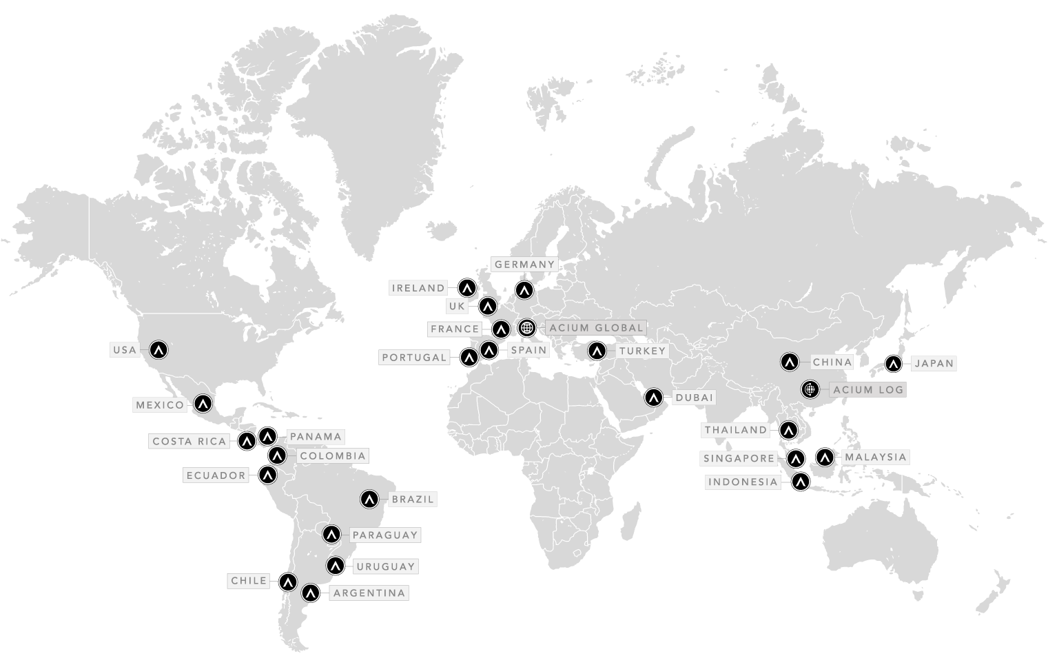 Mapa global de expansión ACIUM
